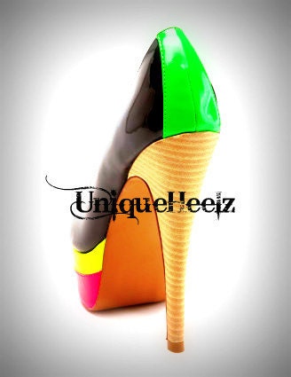 Swarovski Crystal - Multi Neon Toe Pump - Size 8- FREE SHIPPING - Free Gift