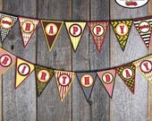 Fire Truck Birthday Party - Bunting Banner - Customized Printable