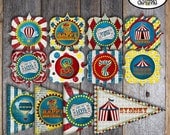 Carnival Party - Circus Party - Complete Collection - Toppers, Bunting Banner, Favor Tags & More - Customized Printable (Vintage Inspired)