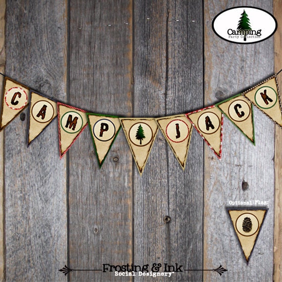 Camping Party - Campout Birthday Party - Complete Collection - Cupcake Toppers, Banner, Favor Tags, Signs & More - Customized Printable