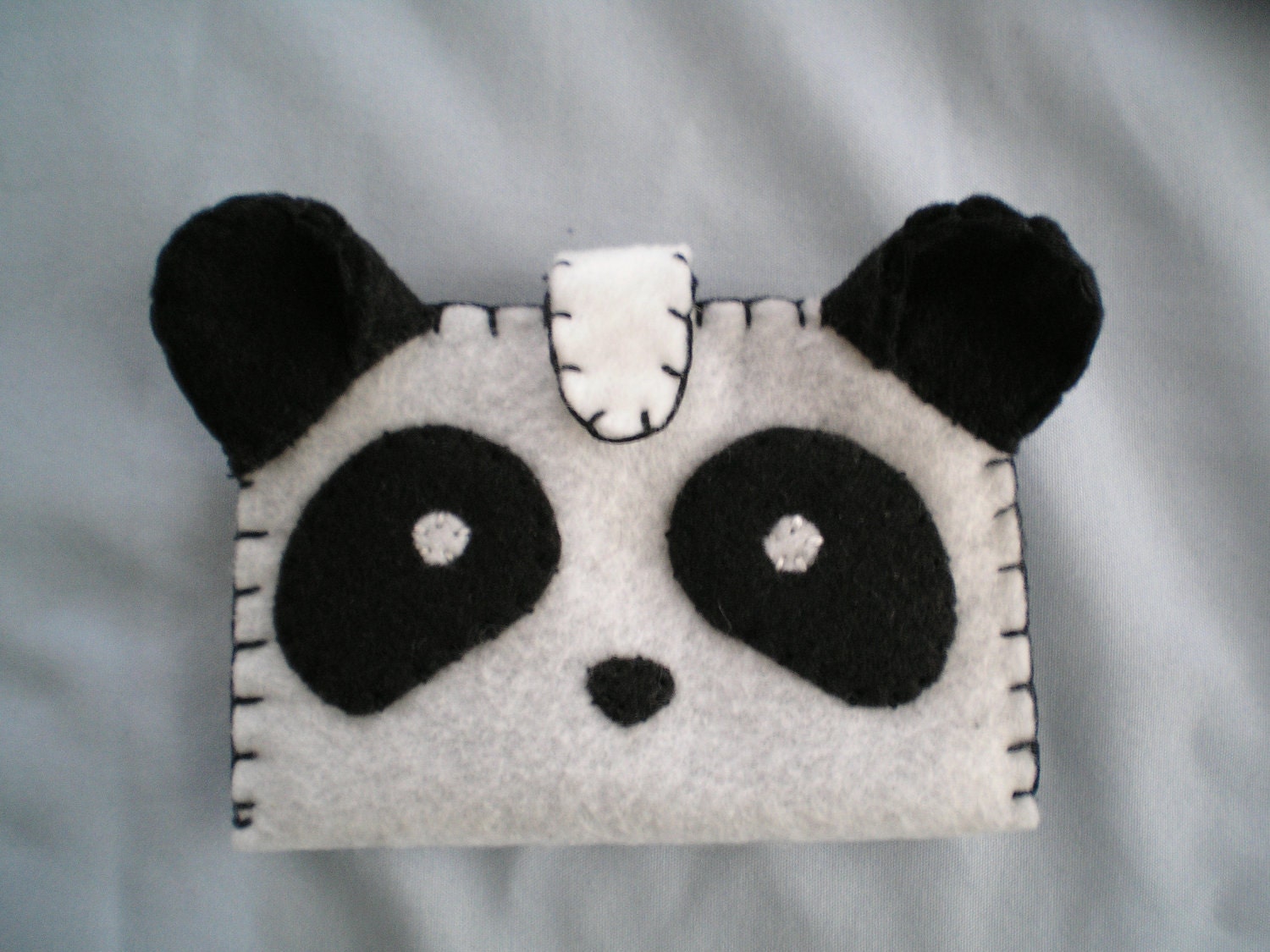 Handmade Felt Wallet - Panda black-and-white
