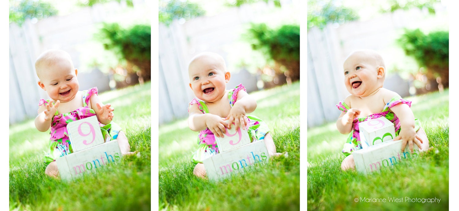 Cute and Colorful Baby Age Blocks - Fun Photo Prop and Unique Baby Gift