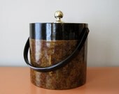 Retro Ice Bucket, Morgan Designs, Faux Burl Wood Finish