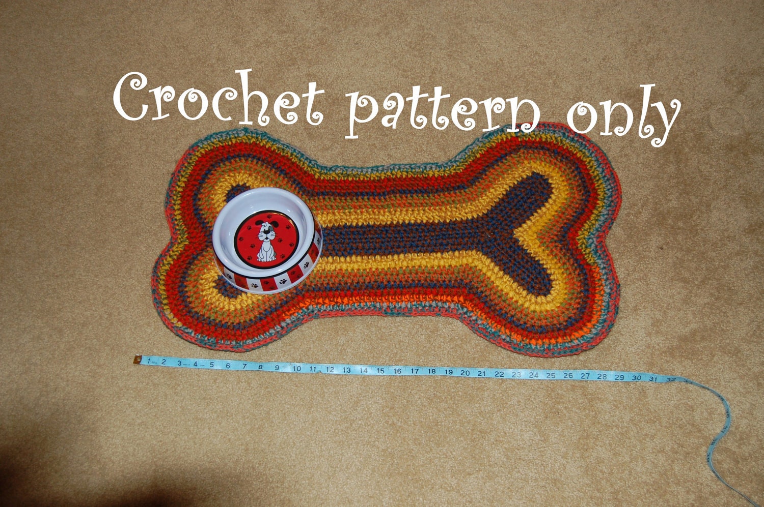 Instant Download Crochet Pattern - Dog Bone Rug