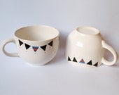 Black flags big cup / soup bowl