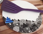 Blue city wall plate