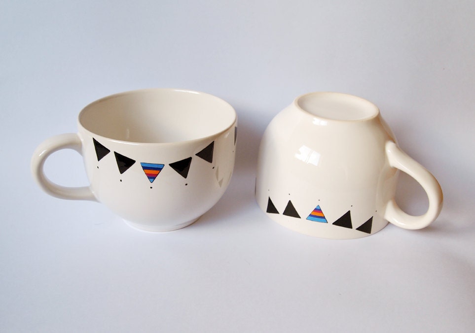 Black flags big cup / soup bowl