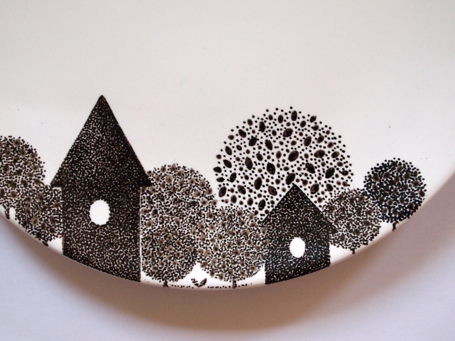 Blue village wall plate - Small Size