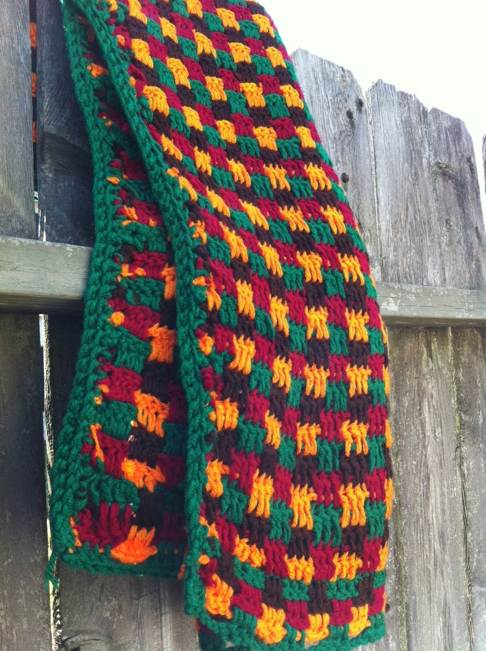 Baby Blanket Crochet Red Green Orange