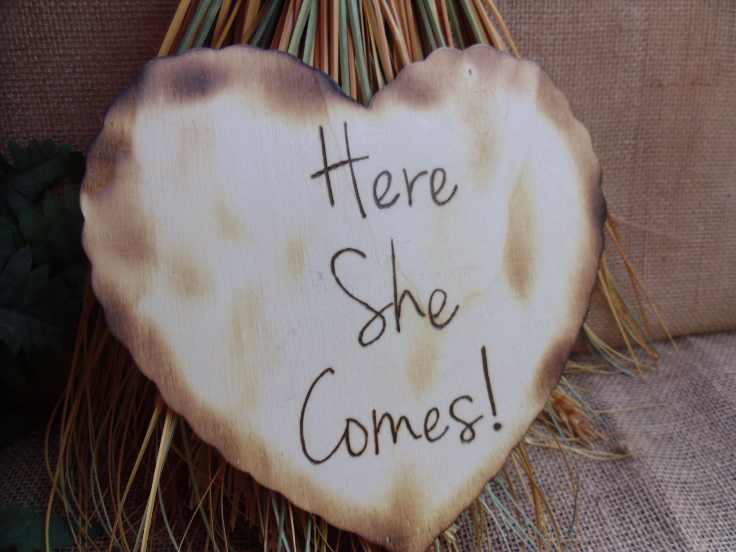 Here Comes the Bride Sign for Rustic Wedding
