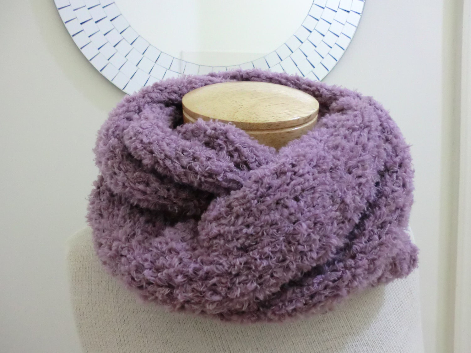 Hooded Cowl, Neckwarmer, Infinity Scarf, Super Soft, Purple Color