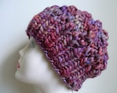 Shroom Hat in Merino Wool with Purple, Gray, Pink and Orange Colors