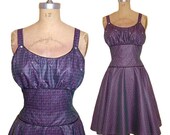 1950s Style Gathered Bust Dress Pink and Black Chintz Rhinestones Full Circle Skirt size XL Ready to Ship