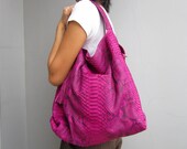 Snakeskin Leather Purse. Slouchy Shoulder Bag / Tote. Large Hobo Bag -Pick Your Color.