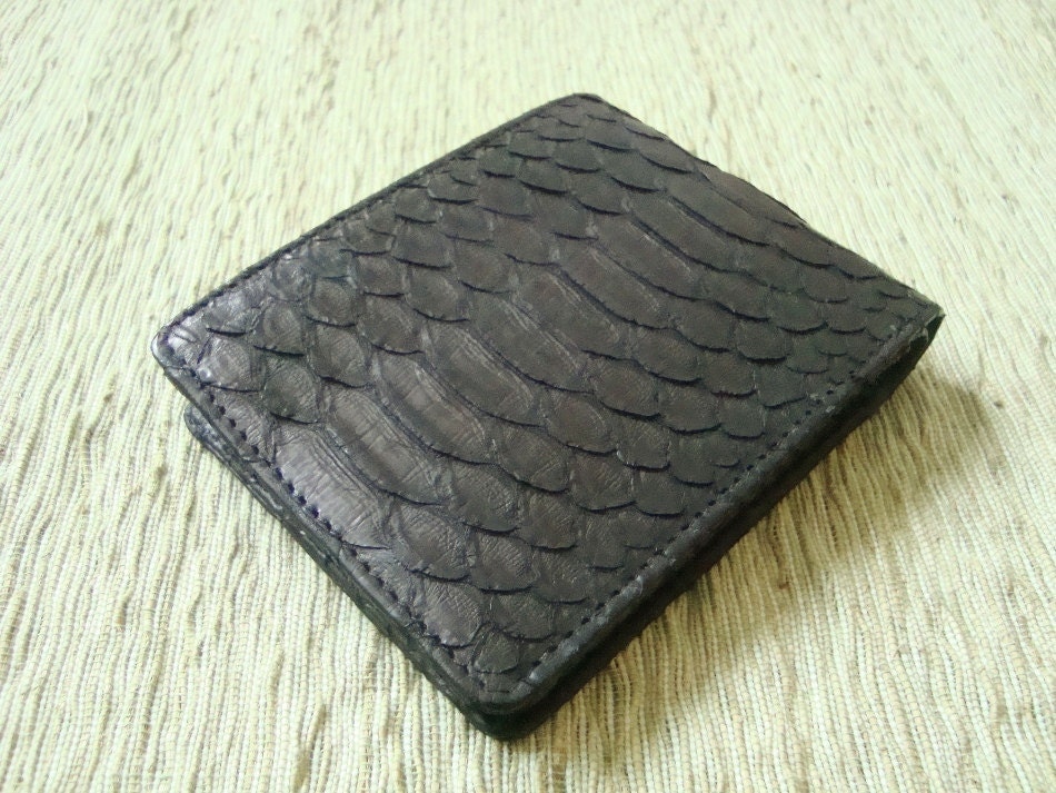 Mens Wallet -  Snakeskin Wallet. Men Leather Wallet. Black Leather Wallet Men.