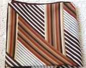 Vintage Retro Polyester Scarf  Headscarf Brown Geometric Pattern Stylish Fashion Accessory Italy