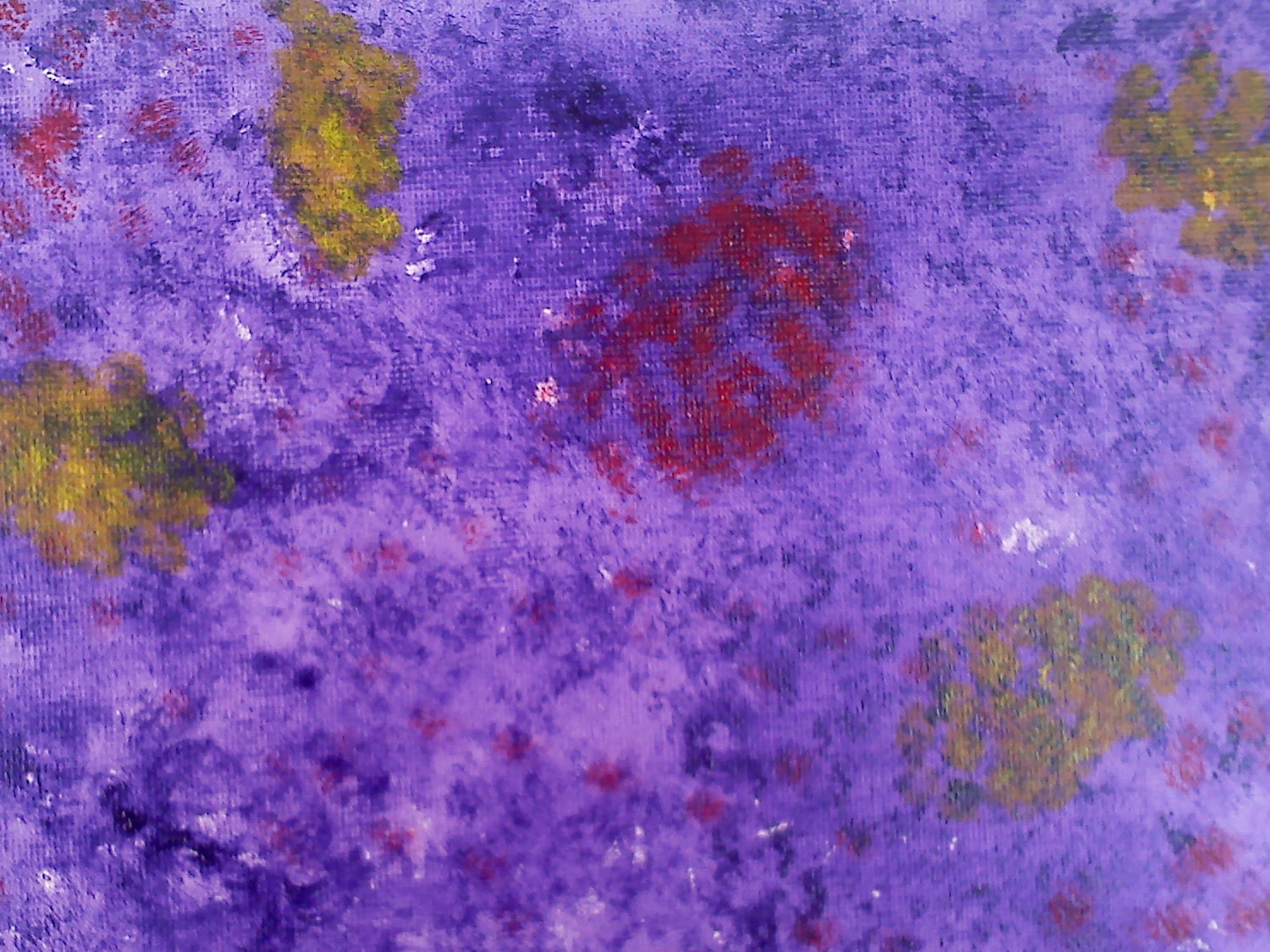 Purple Bloom- Red, Yellow & Purple Acrylic Painting on 8"x10" canvas