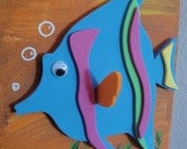 Foam Fish 3D painting on 4"x6" panel canvas