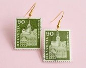 SALE - 20% OFF Green Stamp Earrings