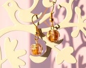 SALE - 20% off Amber Foil Glass Bead Earrings
