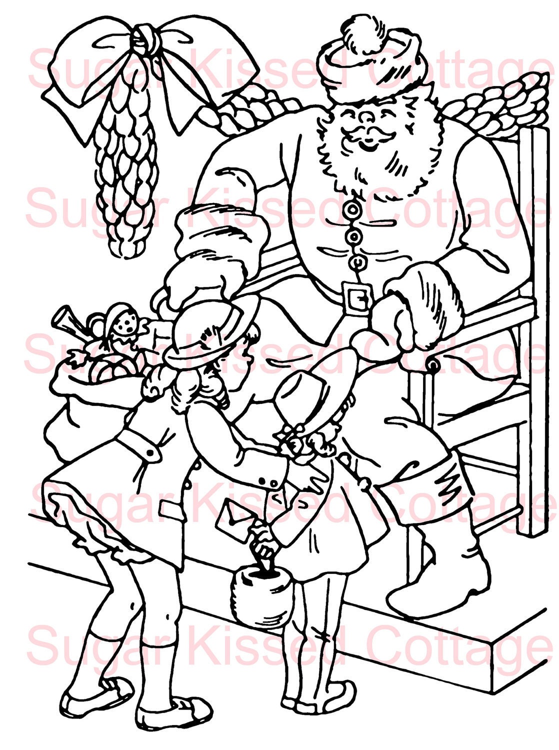 Digital Stamp - Visiting Santa Claus