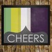 CHEERS Ombré Stripes Mint Yellow & Green Purple Grey Vintage Distressed KITCHEN Print