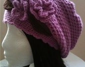 Blossom - 0015 - PDF PATTERN for Crochet Slouchy Hat with Flowers and Leaves - Size Teen to Adult