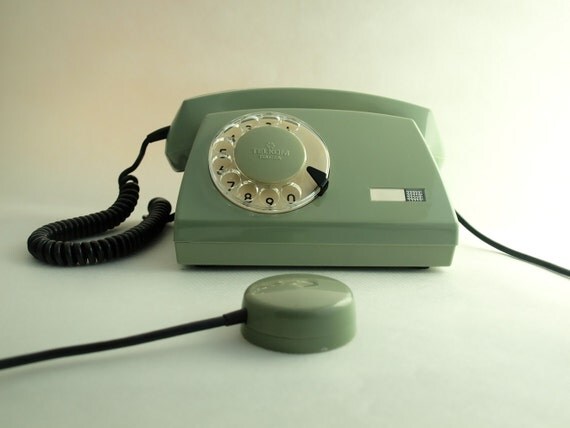 Vintage green rotary telephone