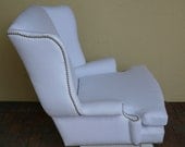 Hand-Made White Rocking Wing Chair with Nailheads - Made-To-Order - can be ANY FABRIC