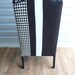 Black Slim Wing Armchair with White & Houndstooth Stripe Fabric