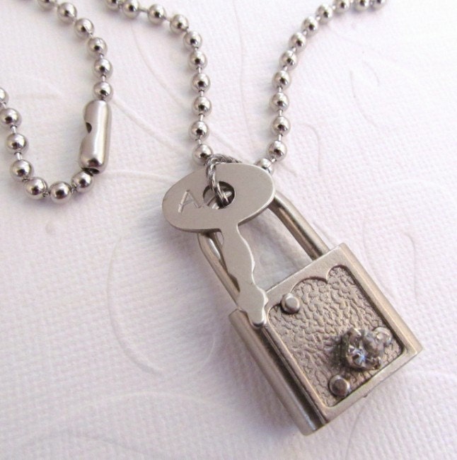 Personalized Lock and Key Necklace with your Initial