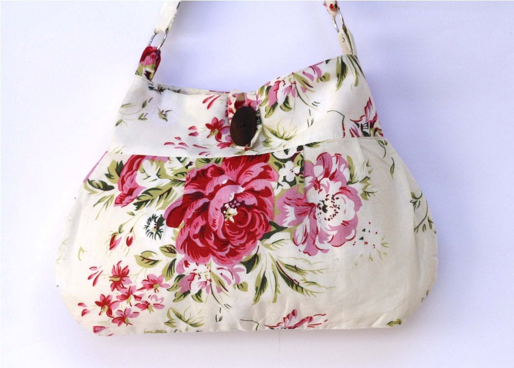 Summer Bag, Shoulder Bag, Hobo tote bag - Red and Pink Rose,