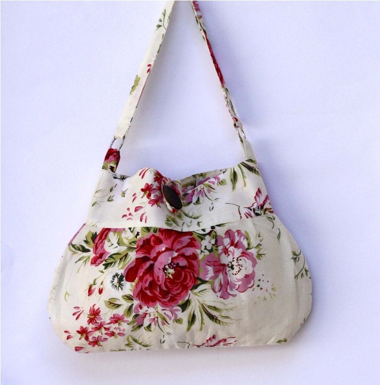 Summer Bag, Shoulder Bag, Hobo tote bag - Red and Pink Rose,