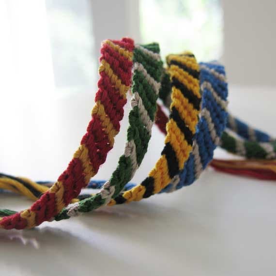 Harry Potter, Hogwarts House Colors, Woven Bracelet Set Friendship Bracelets