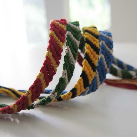 Harry Potter, Hogwarts House Colors, Woven Bracelet Set Friendship Bracelets