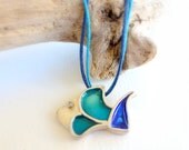 Turquoise sterling silver fish pendant, Aegean Blue Ocean Fish necklace, Summer Fashion