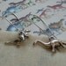 Dinosaur Earrings - Dino Dangle Earrings in Silver - Brontosaurus and Tyrannosaurus Rex / T Rex