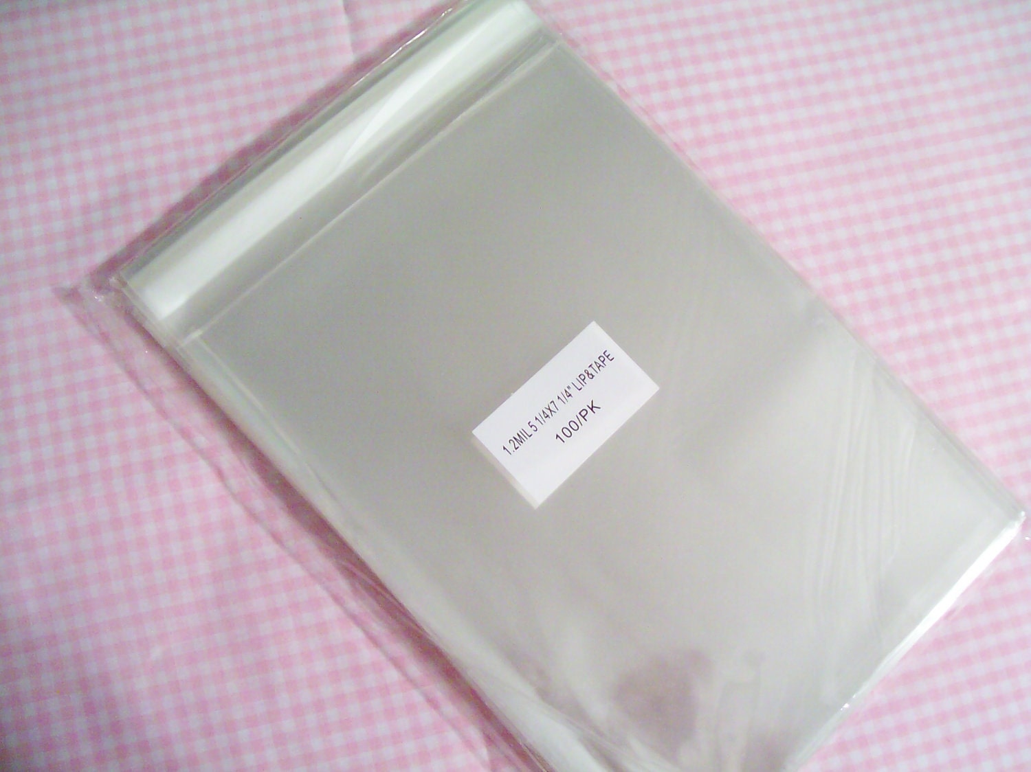100   5 1/4 x 7 1/4 Clear Resealable Cello Bags Poly Bags Lip and Tape 1.2mil