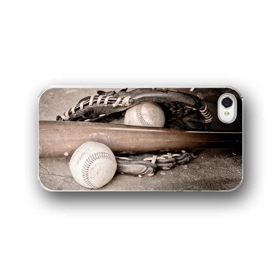 Baseball, Glove, iPhone 5 4 4s Case, Baseball Glove, Bat, Brown, Cell Phone Case, Accessory for iPhone 5 4 4s