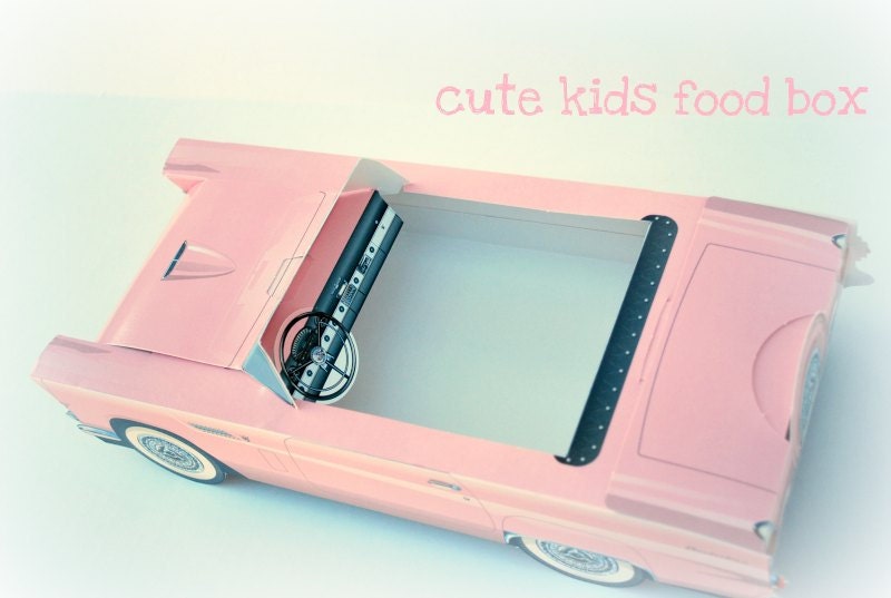 Pink Vintage Car Box - Favor Boxes - Food Boxes 5 Pack - PINK Food Box - Food Tray - Barbie - Girls Party Food Box