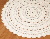 Crochet Doily Rug SARA - Off White - Round 35" / 89cm