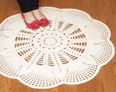 Crochet Doily Rug EMILY- Off White - Round 35" / 90cm