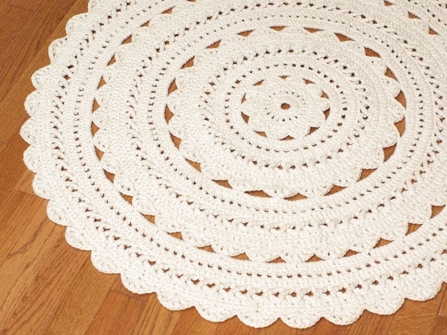 Crochet Doily Rug SARA - Off White - Round 35" / 89cm
