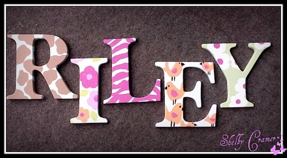 SALE.. Hand Painted wall letters with free ribbon.