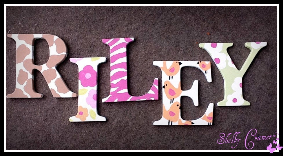 SALE.. Hand Painted wall letters with free ribbon.