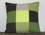 Felted Wool Pillow in shades of green and a little grey