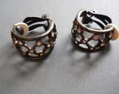 Vintage Givenchy clip-on earrings in black enamel with rhinestones