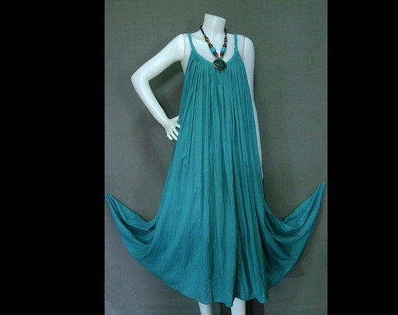 Size XS to 7X Handmade Jade Dress Hippie Bohemian Jade Cotton Halter Dress - BH015