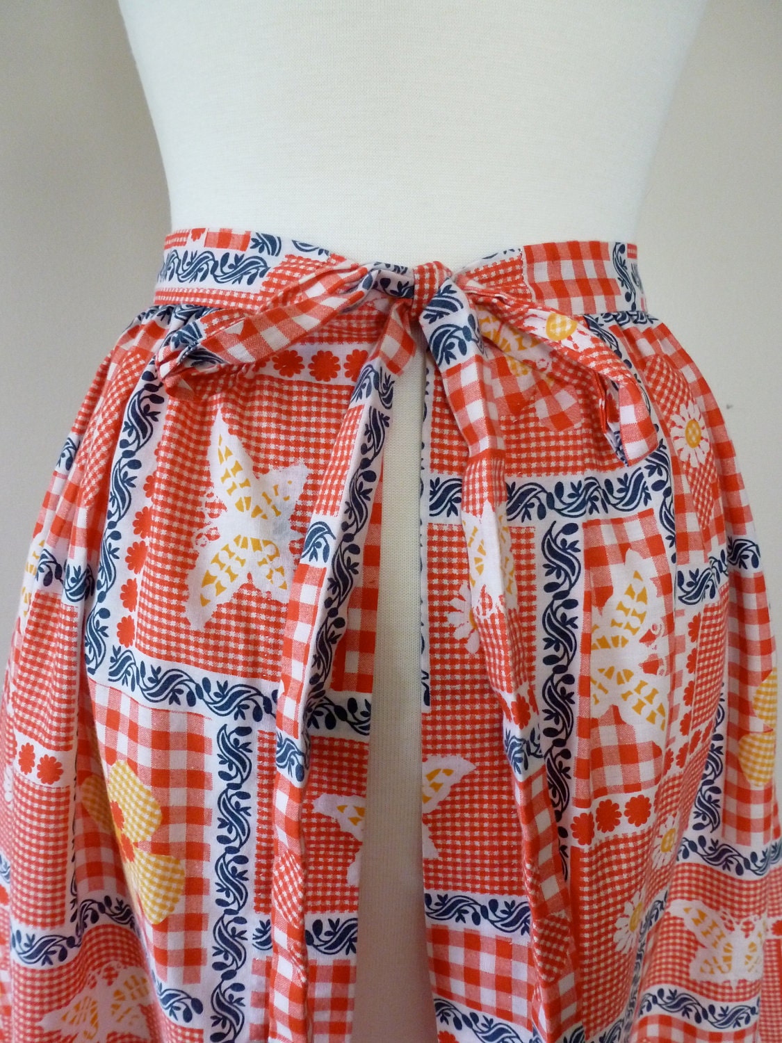 70's Maxi Apron Country Gingham Little House on the Prairie