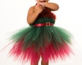 Tutu Dress - Holiday or Christmas Outfit - Green & Burgundy - Enchanted Elf - 5-6 Youth Girl Il_170x135